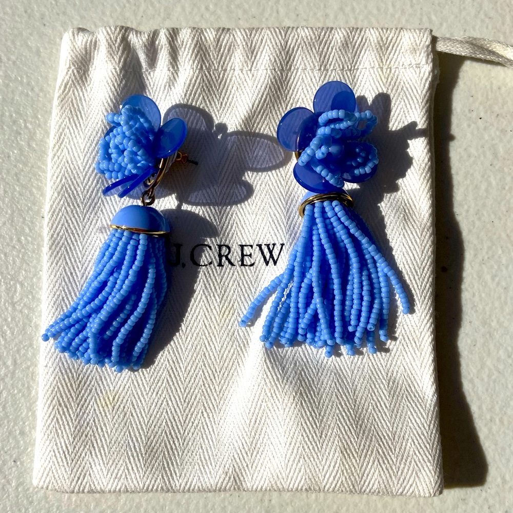Light blue J Crew tassel and flower earrings!